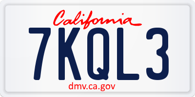 CA license plate 7KQL3