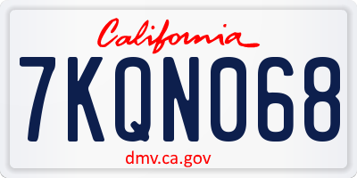 CA license plate 7KQN068