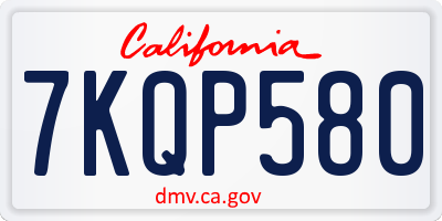 CA license plate 7KQP580