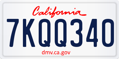 CA license plate 7KQQ340