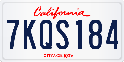 CA license plate 7KQS184