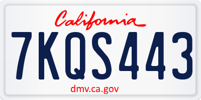 CA license plate 7KQS443