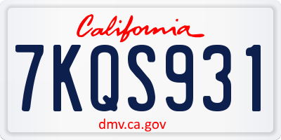 CA license plate 7KQS931