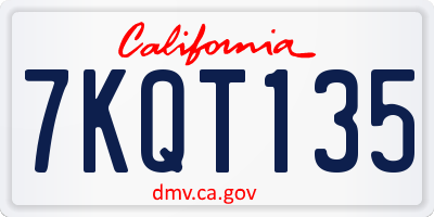 CA license plate 7KQT135