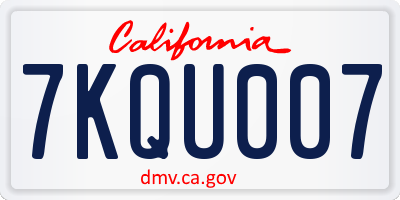 CA license plate 7KQU007