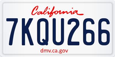 CA license plate 7KQU266