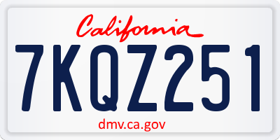 CA license plate 7KQZ251