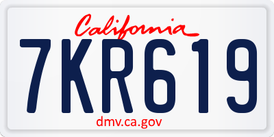 CA license plate 7KR619