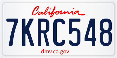 CA license plate 7KRC548