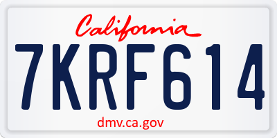 CA license plate 7KRF614