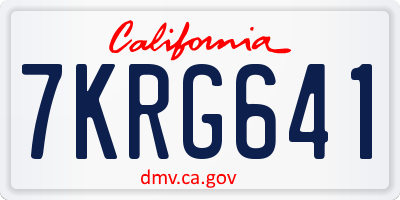CA license plate 7KRG641