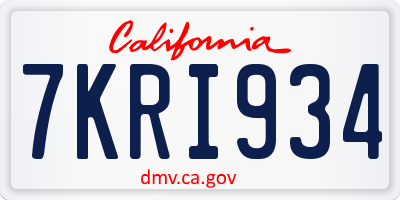 CA license plate 7KRI934