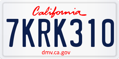 CA license plate 7KRK310