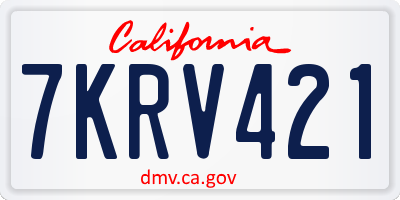CA license plate 7KRV421