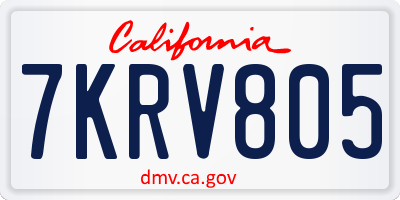 CA license plate 7KRV805