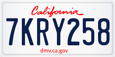 CA license plate 7KRY258