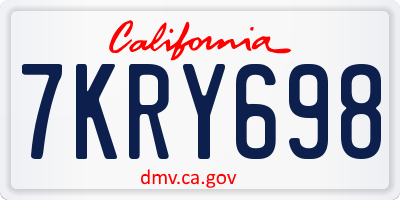 CA license plate 7KRY698