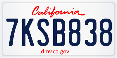 CA license plate 7KSB838