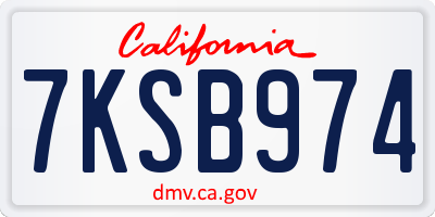 CA license plate 7KSB974
