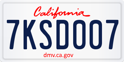 CA license plate 7KSD007