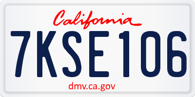 CA license plate 7KSE106