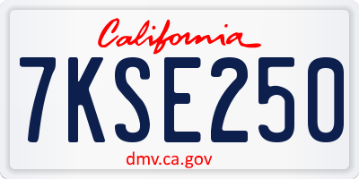 CA license plate 7KSE250
