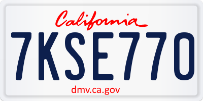 CA license plate 7KSE770