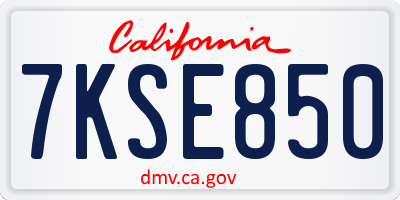 CA license plate 7KSE850