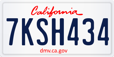 CA license plate 7KSH434