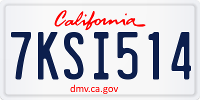 CA license plate 7KSI514
