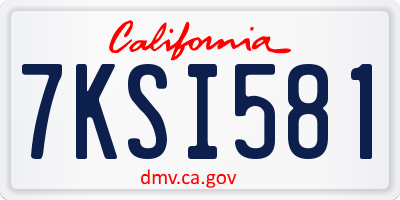 CA license plate 7KSI581