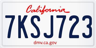 CA license plate 7KSJ723