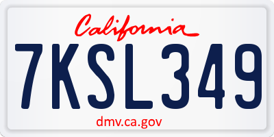 CA license plate 7KSL349