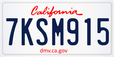 CA license plate 7KSM915