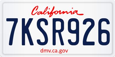 CA license plate 7KSR926