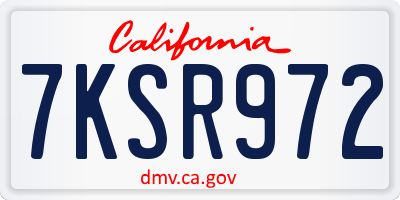 CA license plate 7KSR972