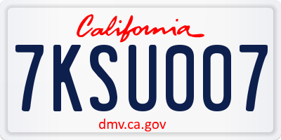 CA license plate 7KSU007
