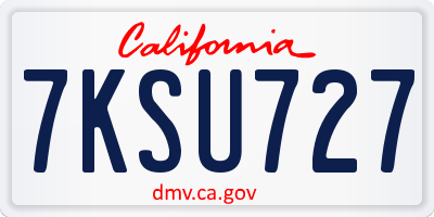 CA license plate 7KSU727
