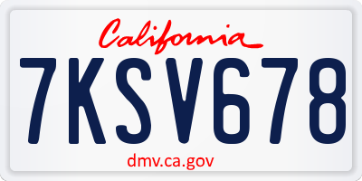 CA license plate 7KSV678