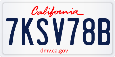 CA license plate 7KSV78B