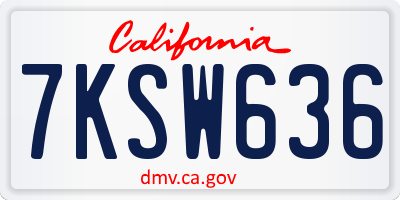 CA license plate 7KSW636