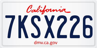 CA license plate 7KSX226