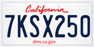 CA license plate 7KSX250