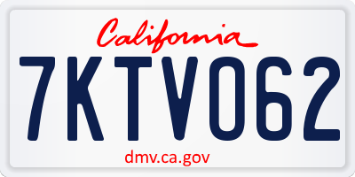 CA license plate 7KTVO62