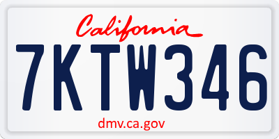 CA license plate 7KTW346