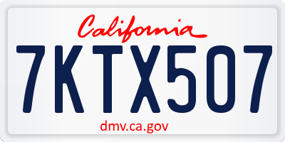 CA license plate 7KTX507