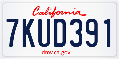 CA license plate 7KUD391