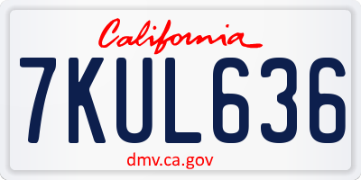 CA license plate 7KUL636