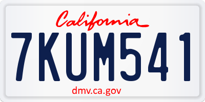 CA license plate 7KUM541