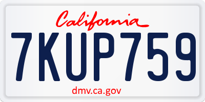 CA license plate 7KUP759